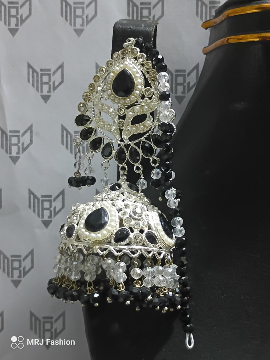 Rajasthani Jhumka Black White 1 Rajasthani Jhumka Black White 1