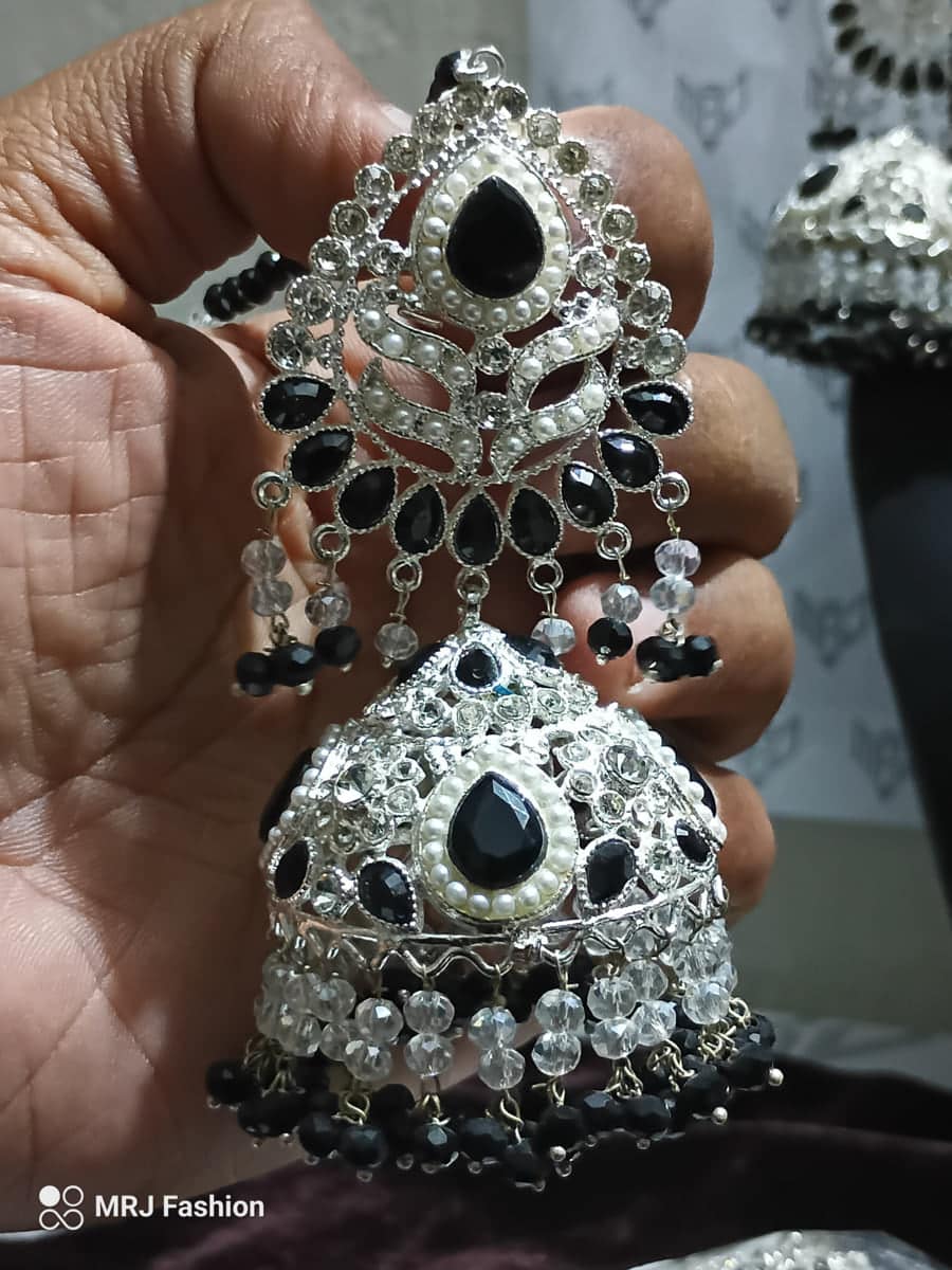 Rajasthani Jhumka Black White 3 Rajasthani Jhumka Black White 3
