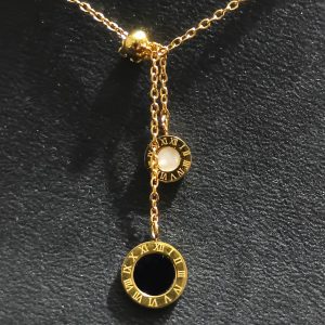 Elegant Roman Numeral Double Pendant Necklace 1