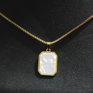 Gold Plated Mother of Pearl Pendant Necklace 1