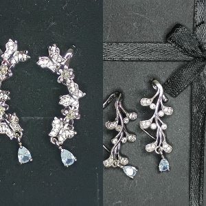 Elegant Crystal Vine & Butterfly Ear Cuffs